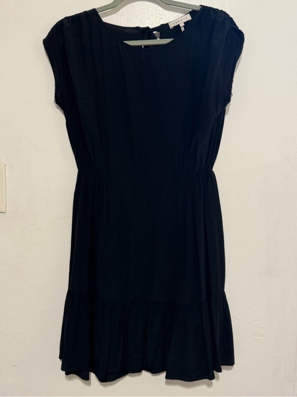 Sandro Paris Black Ruffle Hem Mini Dress - Size 1